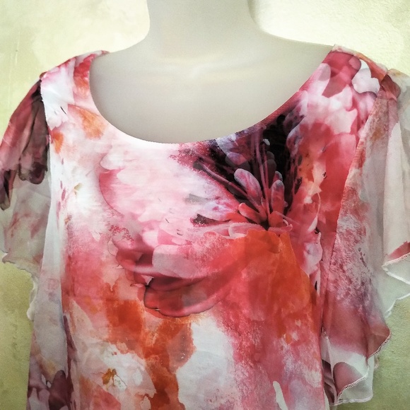 One World Chiffon Layered Blouse Like New L - Picture 2 of 5